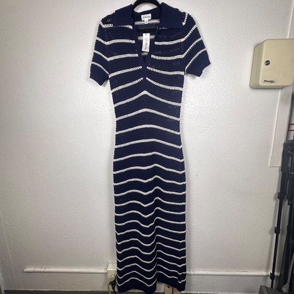 The Drop Women’s Adalyn Tape Yarn Split Neck Maxi Dress. Sz L. - Picture 2 of 6